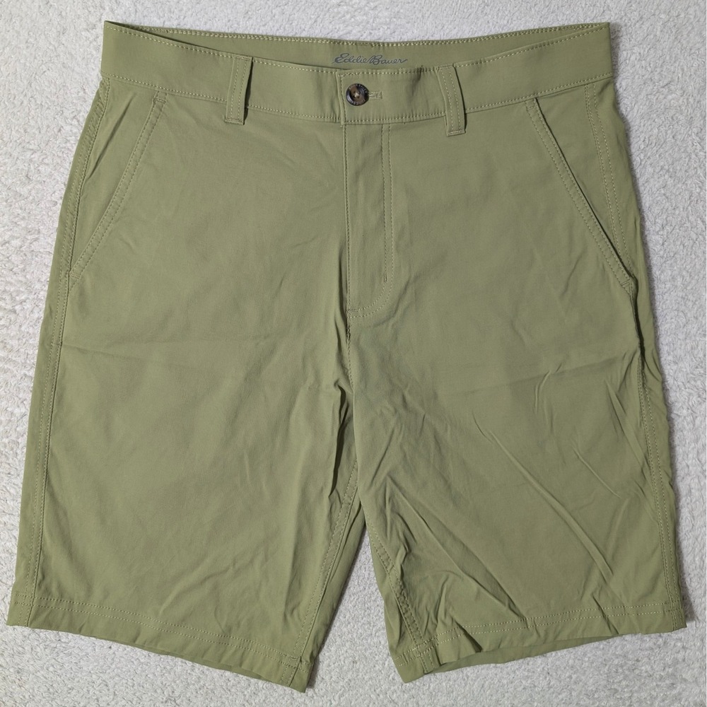 NEW Eddie Bauer Travex Shorts Men 32/10 Green Stretch Hiking Outdoor Performance